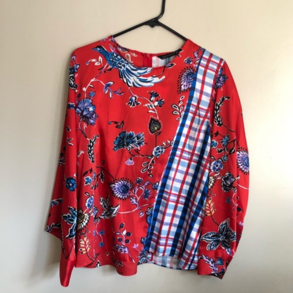 Zara Patchwork Plaid Blouse - Picture 3 of 3